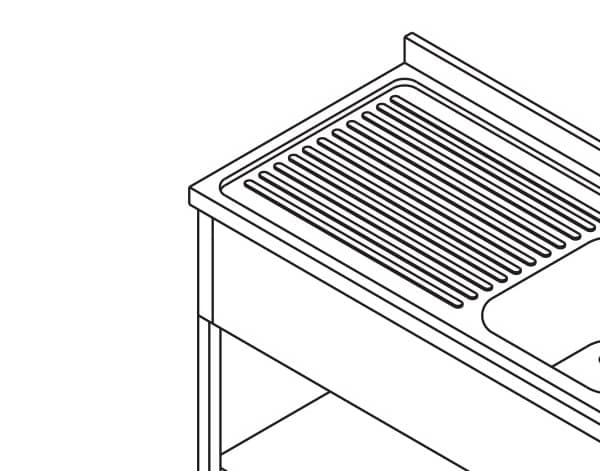 Dishwasher Table - 160 x 60cm - with Sink and Backsplash - incl Storage Shelf — 4