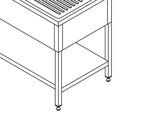 Dishwasher Table - 160 x 60cm - with Sink and Backsplash - incl Storage Shelf — 3