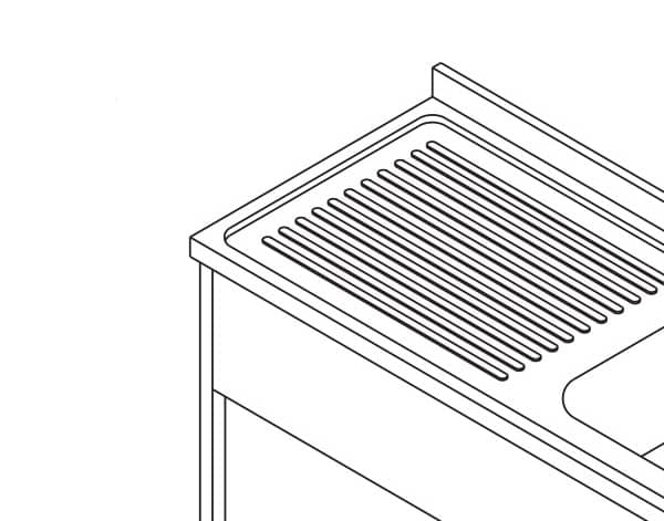 Dishwasher Table - 120 x 60 cm - with Sink and Backsplash - incl Storage Shelf — 4