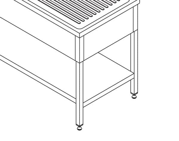 Dishwasher Table - 190 x 70cm - with 2 Sinks and Backsplash - incl Storage Shelf — 4