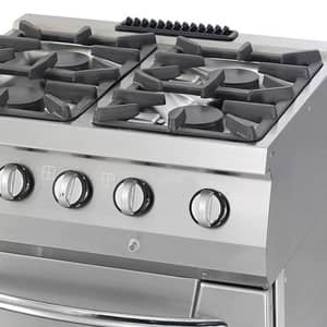 Aragaz profesional pe gaz Maxima Heavy Duty cu cuptor – 4 arzătoare – 37 kW – modul dublu – adâncime 70 cm — 5