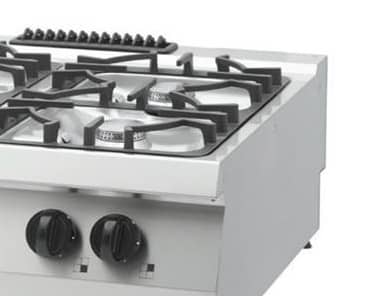 Aragaz profesional pe gaz Maxima Heavy Duty – 4 arzătoare – 27 kW – modul dublu – adâncime 70 cm — 4