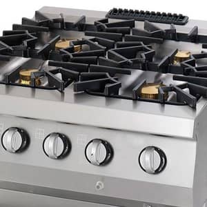 Aragaz profesional pe gaz Maxima Premium Stove – 4 arzătoare – modul dublu – adâncime 90 cm — 3