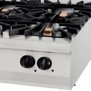 Aragaz profesional pe gaz Maxima Premium – 4 arzătoare – 40 kW – modul dublu – adâncime 90 cm — 4