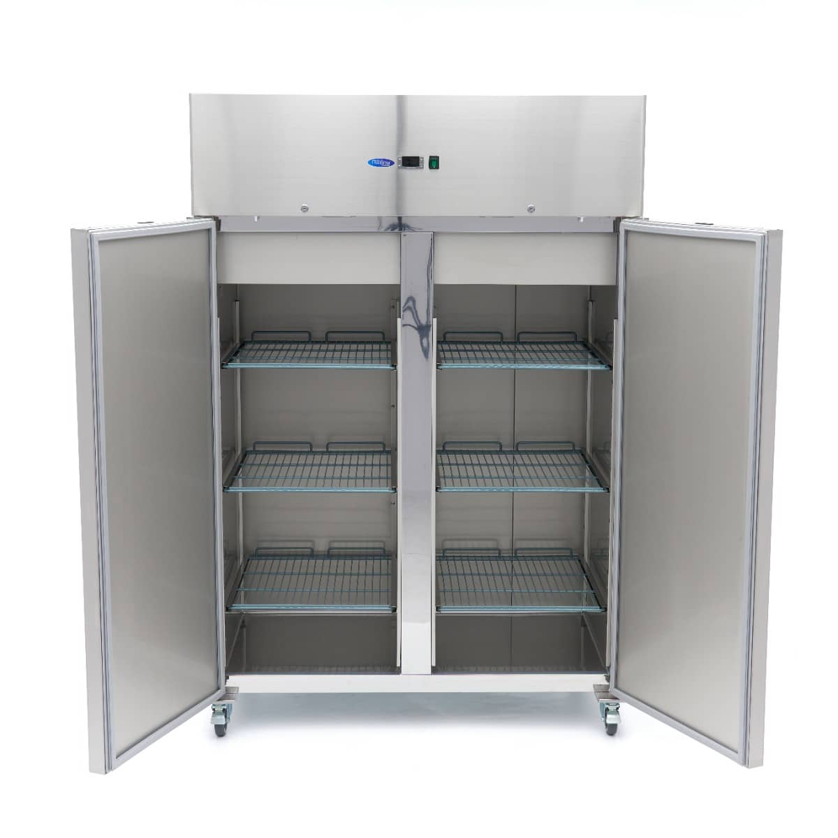 Fridge - 1200L - 6 Adjustable Shelves (2/1 GN) - Stainless Steel - on Wheels — 2