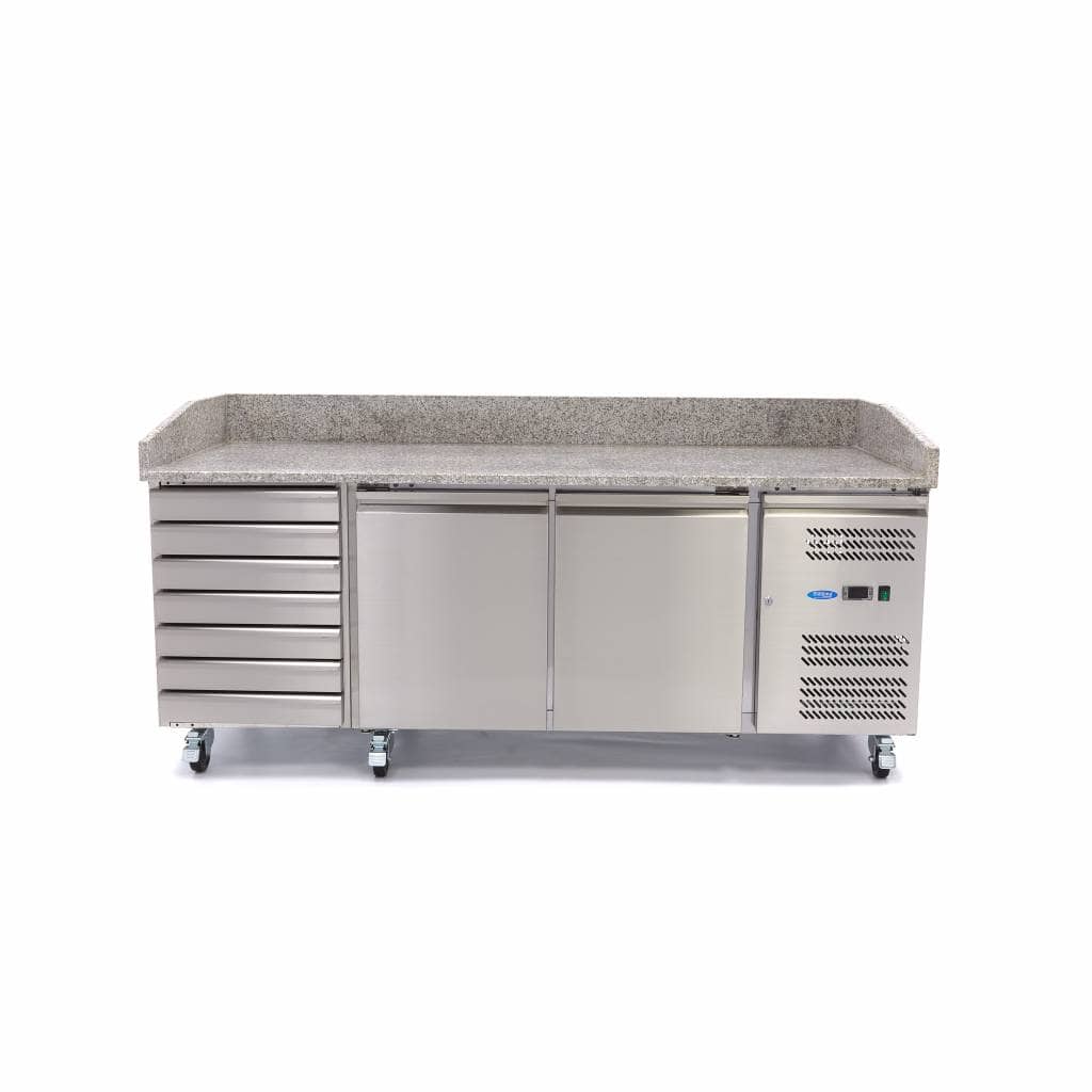 Pizza Prep Fridge - 202cm - 2 Doors - 7 Drawers — 2