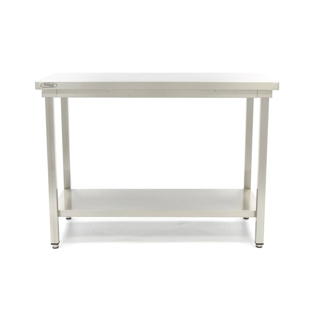 Stainless Steel Table - 200 x 60cm - Adjustable Height - with Storage Shelf — 2