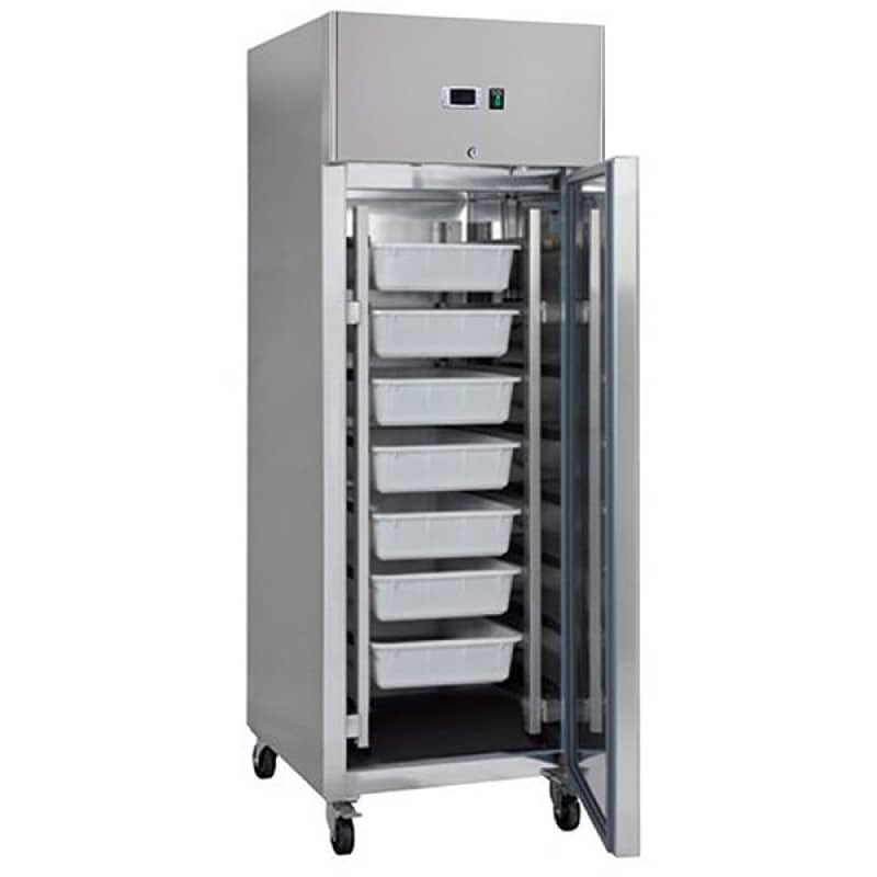 Fish Fridge - 600L - 7 Containers (60x40cm) - on Wheels - Stainless Steel — 3