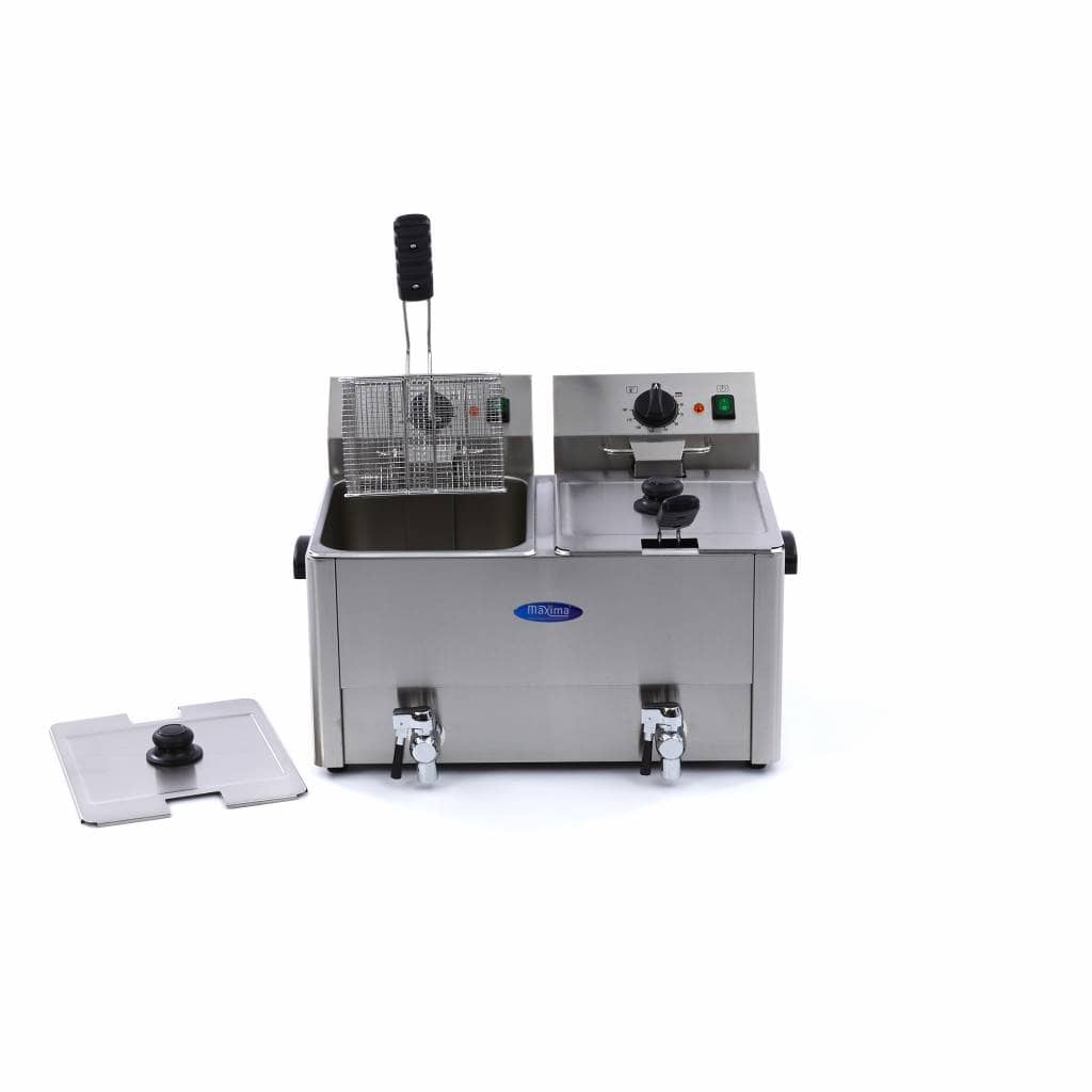 Deep Fryer - 2 x 8L - 2 Baskets - with Drain Tap — 2