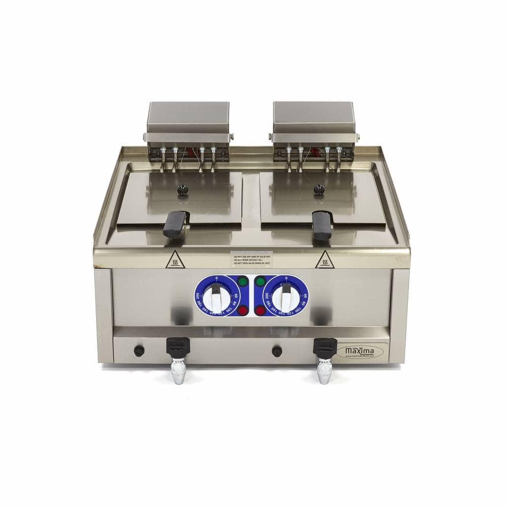 Deep Fryer - 2 x 10L - 2 Baskets - with Drain Tap - 400V — 2