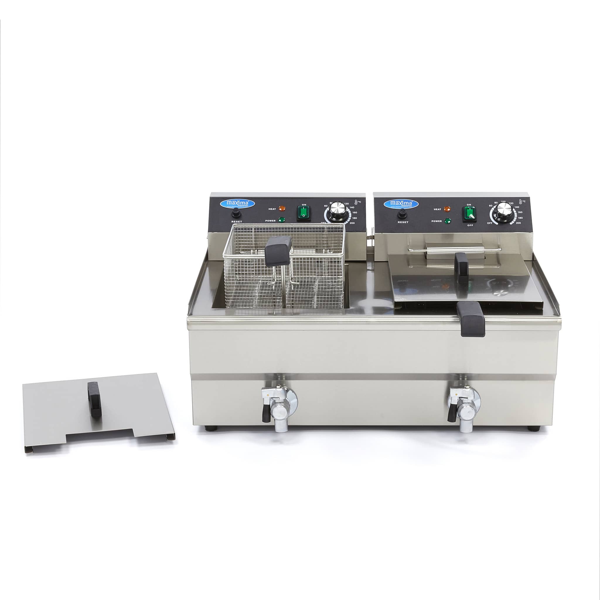 Deep Fryer - 2 x 16L - 2 Baskets - with Drain Tap — 2