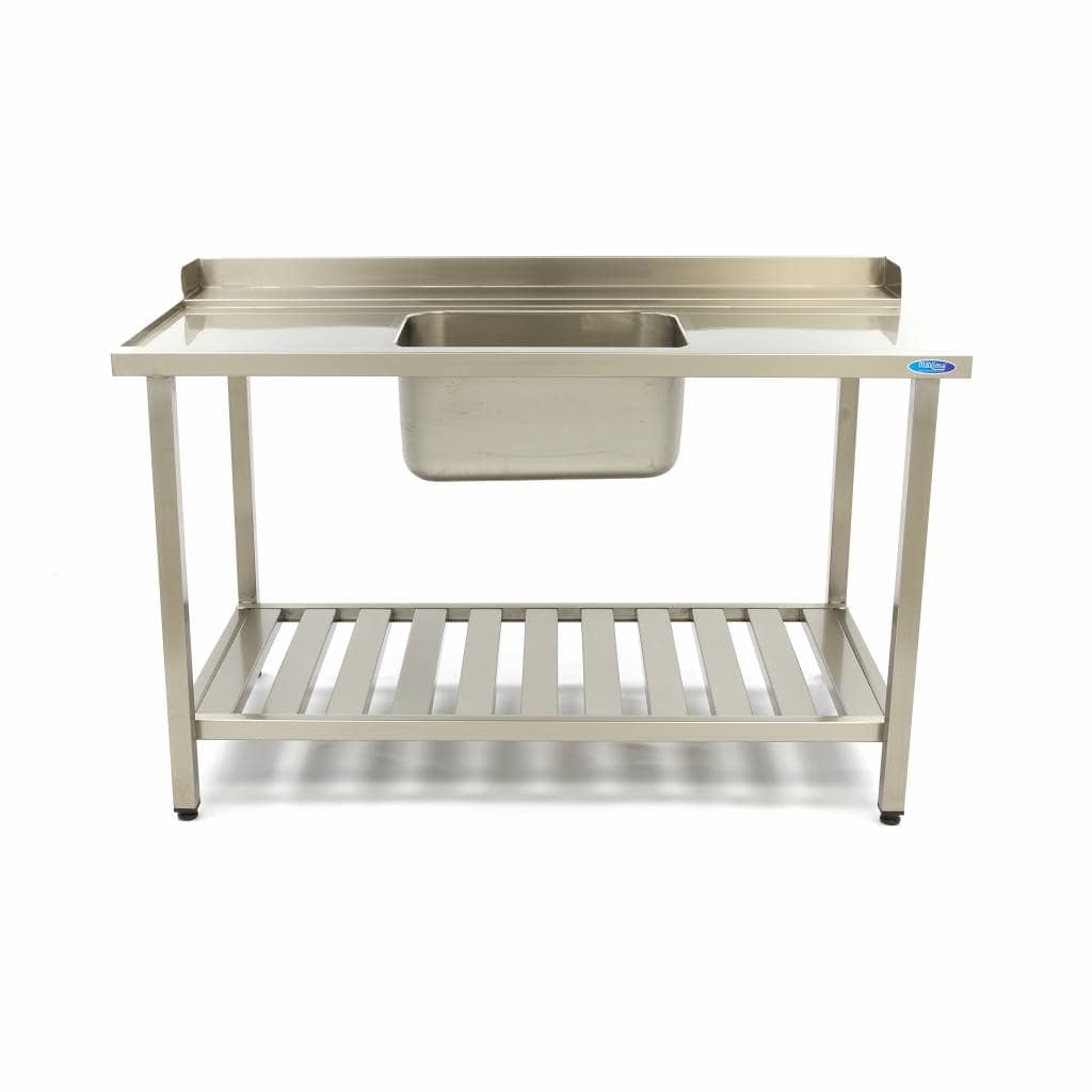 Dishwasher Table - 120 x 75cm - Left - with Sink and Backsplash - incl Storage Shelf — 2