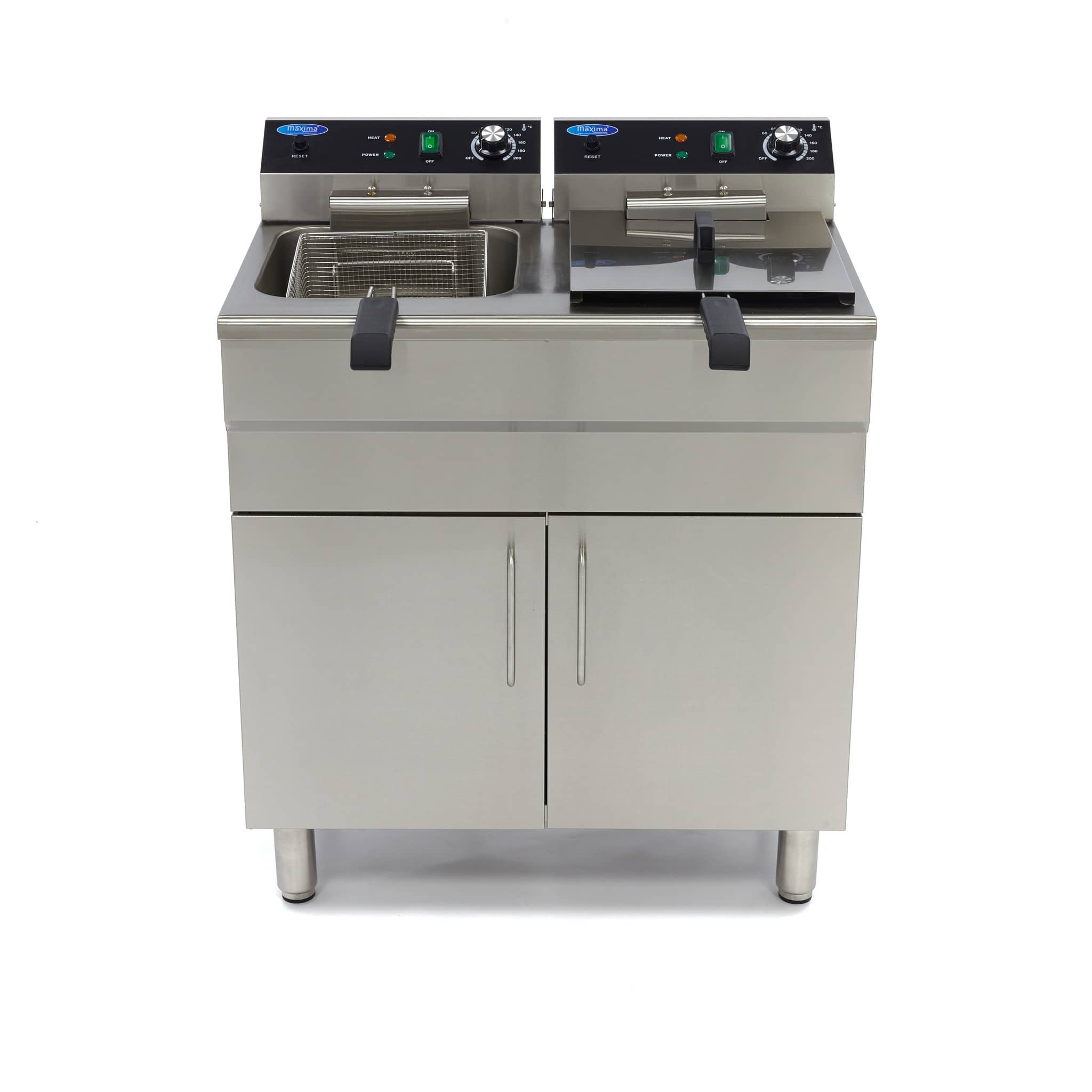 Deep Fryer - 2 x 16L - 2 Baskets - with Drain Tap and Stand - 400V — 2
