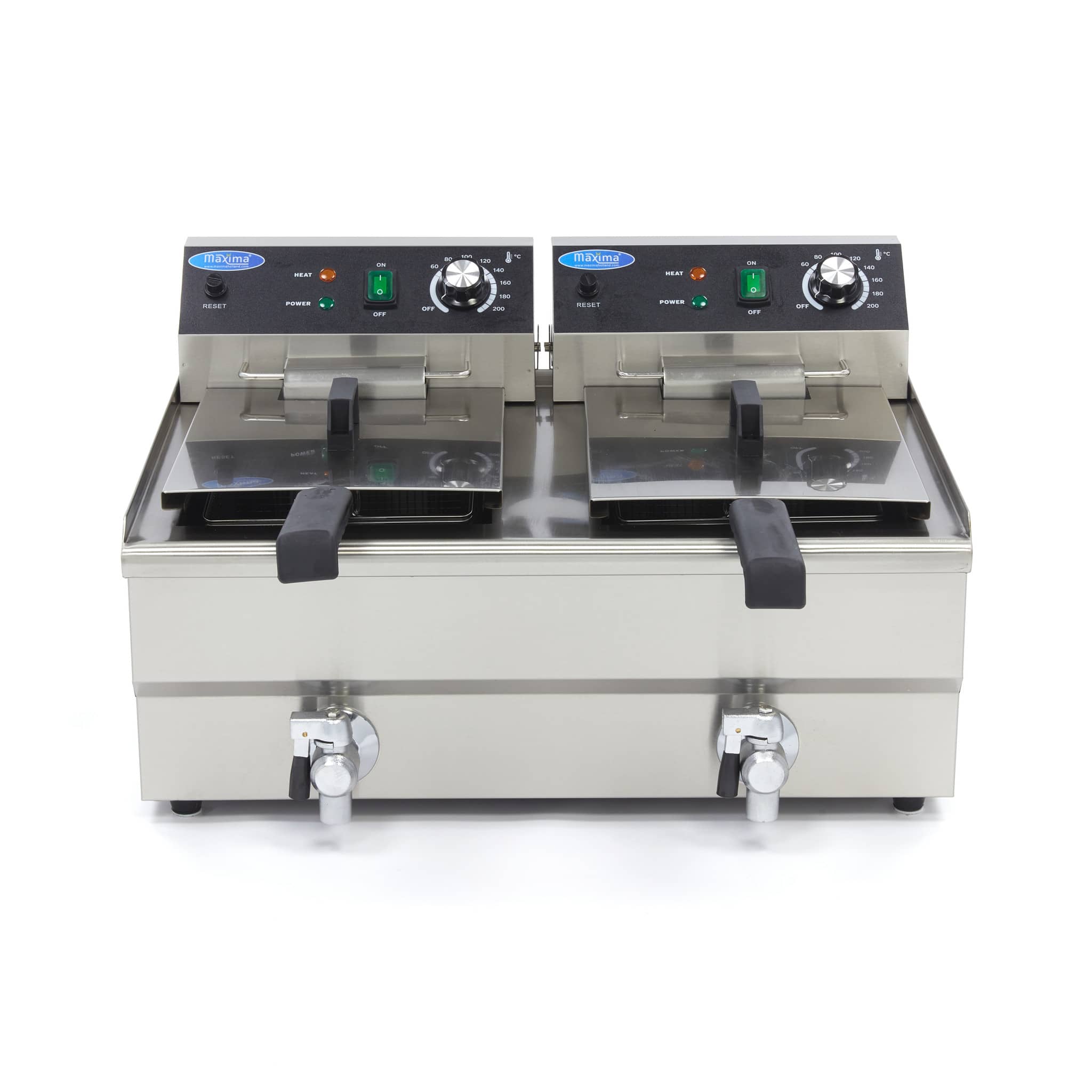 Deep Fryer - 2 x 13L - 2 Baskets - with Drain Tap — 2