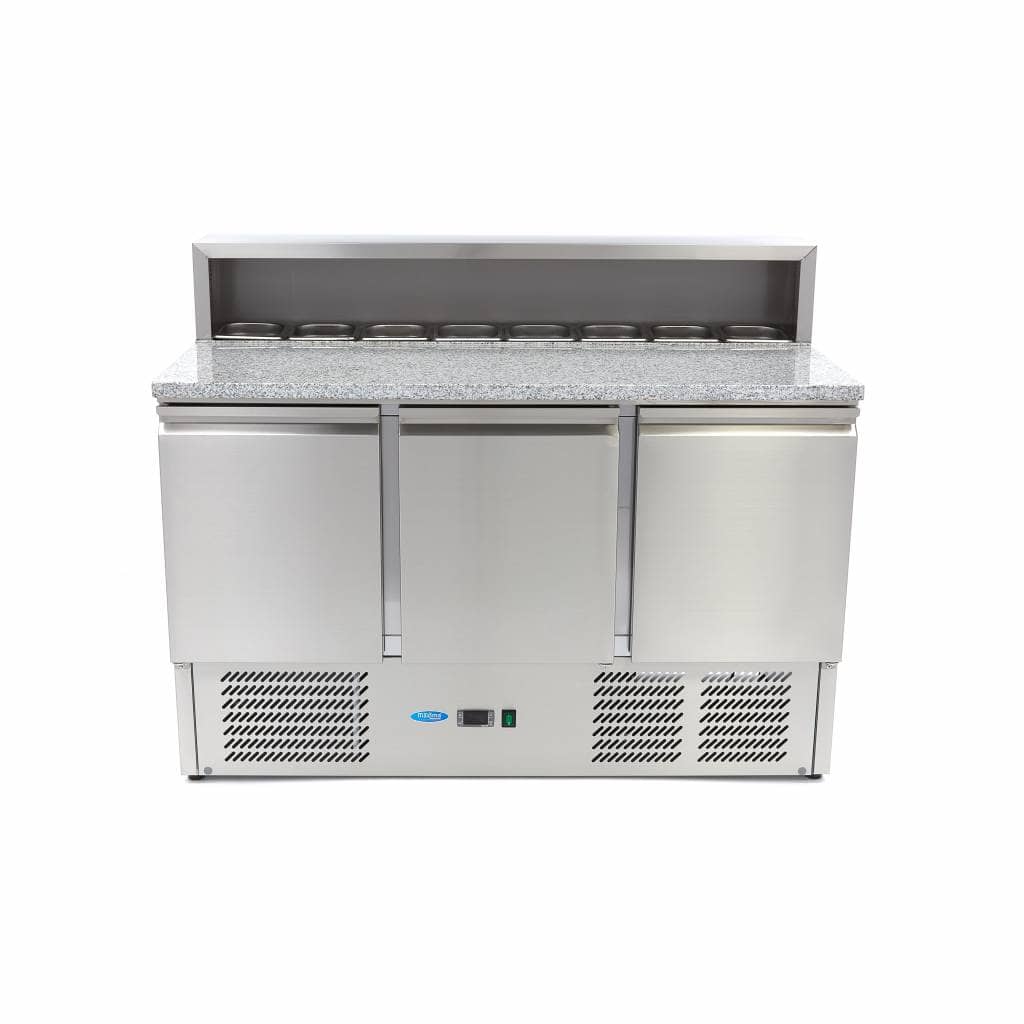 Pizza Prep Fridge - 137cm - 3 Doors - Fits 8 x 1/6 GN - incl Stainless Steel Cover — 2