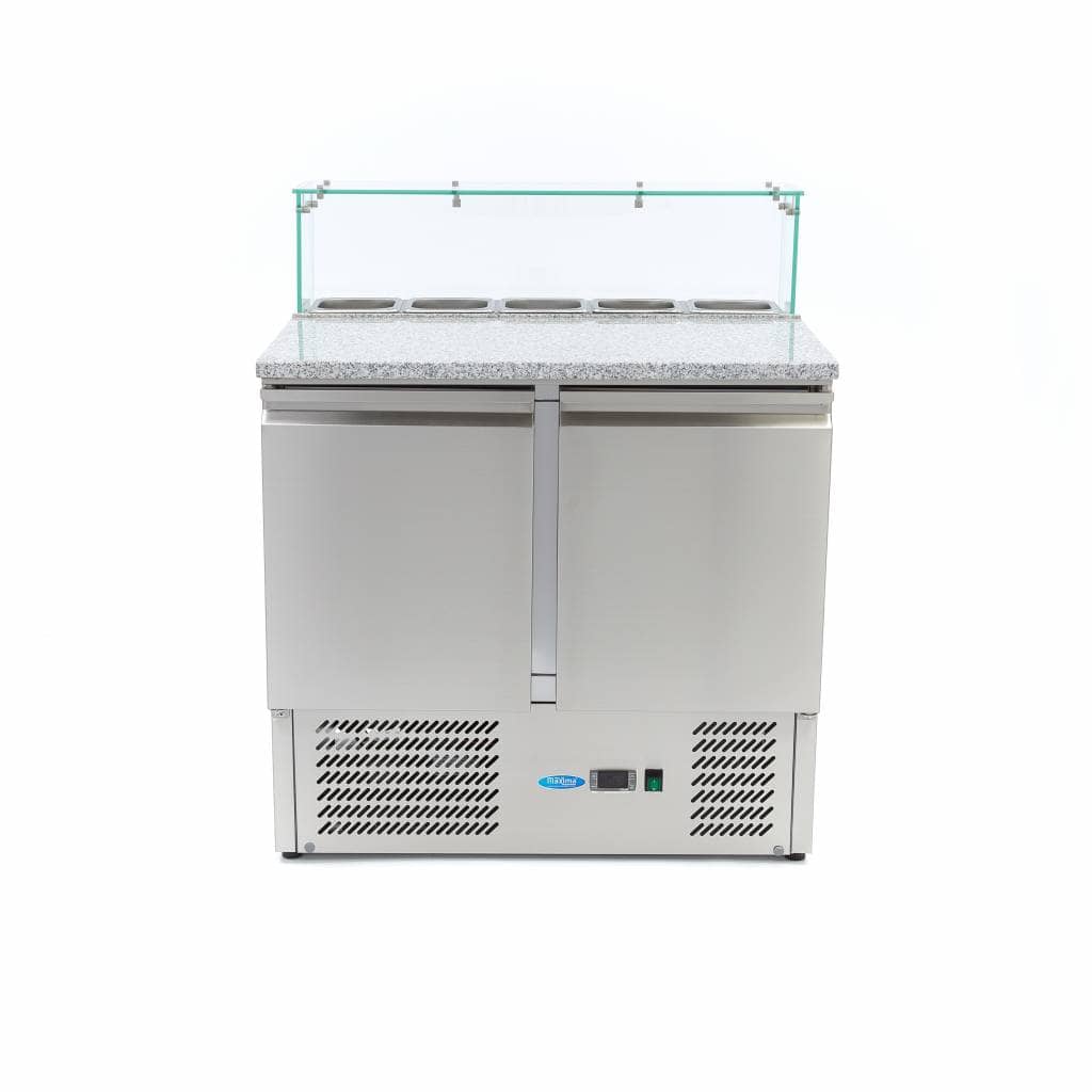 Pizza Prep Fridge - 90cm - 2 Doors - Fits 5 x 1/6 GN - incl Glass Cover — 2