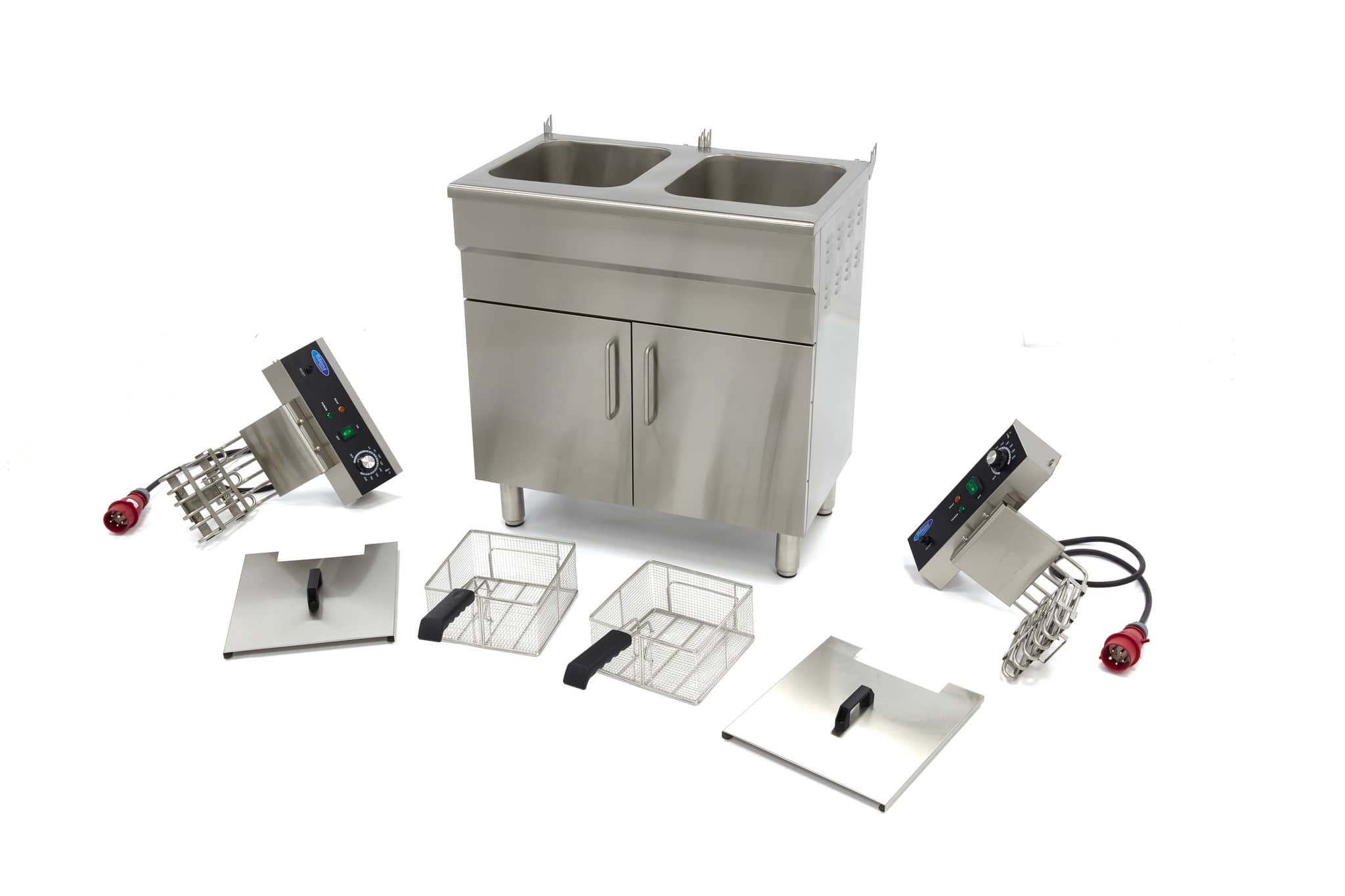 Deep Fryer - 2 x 16L - 2 Baskets - with Drain Tap and Stand - 400V — 6
