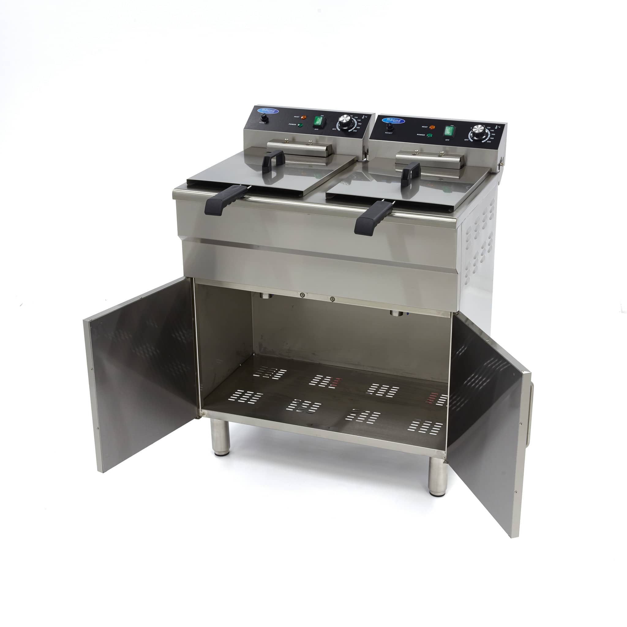 Deep Fryer - 2 x 16L - 2 Baskets - with Drain Tap and Stand - 400V — 5