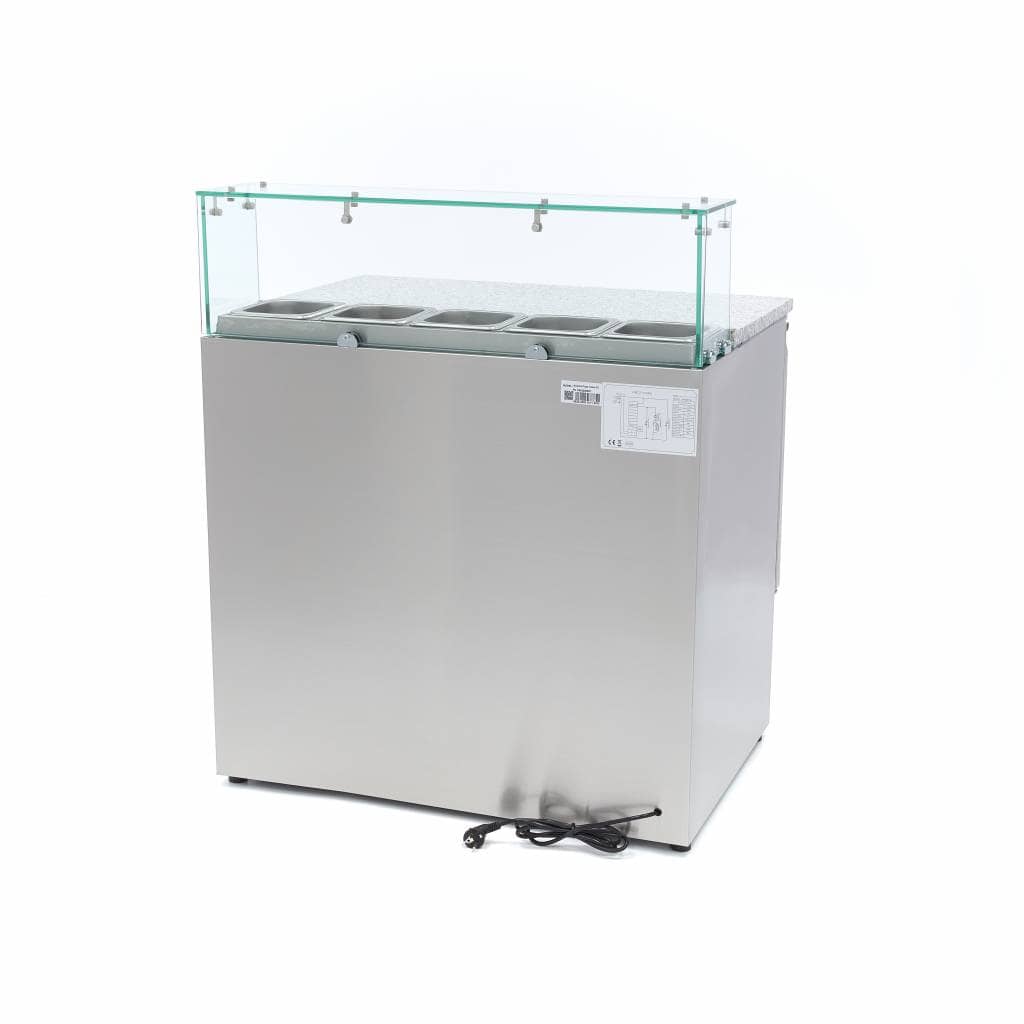 Pizza Prep Fridge - 90cm - 2 Doors - Fits 5 x 1/6 GN - incl Glass Cover — 4