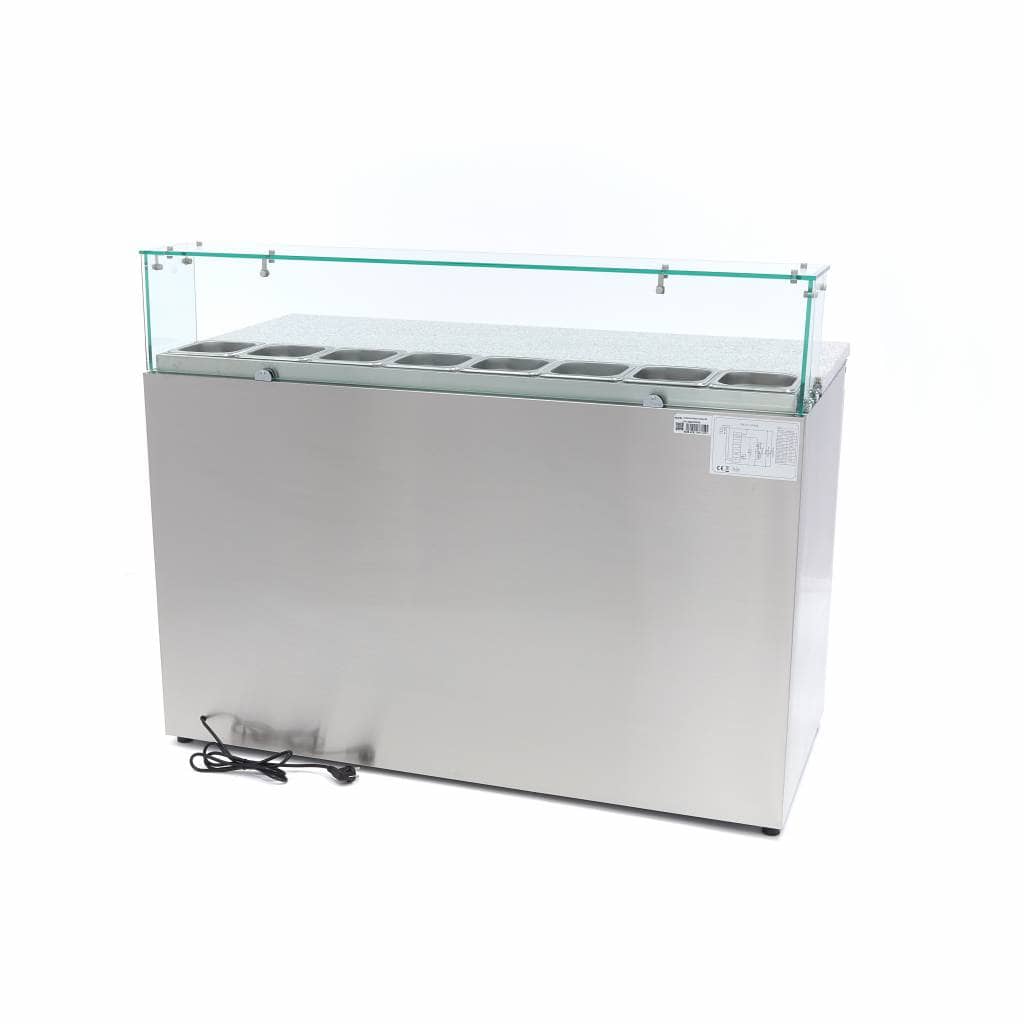Pizza Prep Fridge - 137cm - 3 Doors - Fits 8 x 1/6 GN - incl Glass Cover — 4