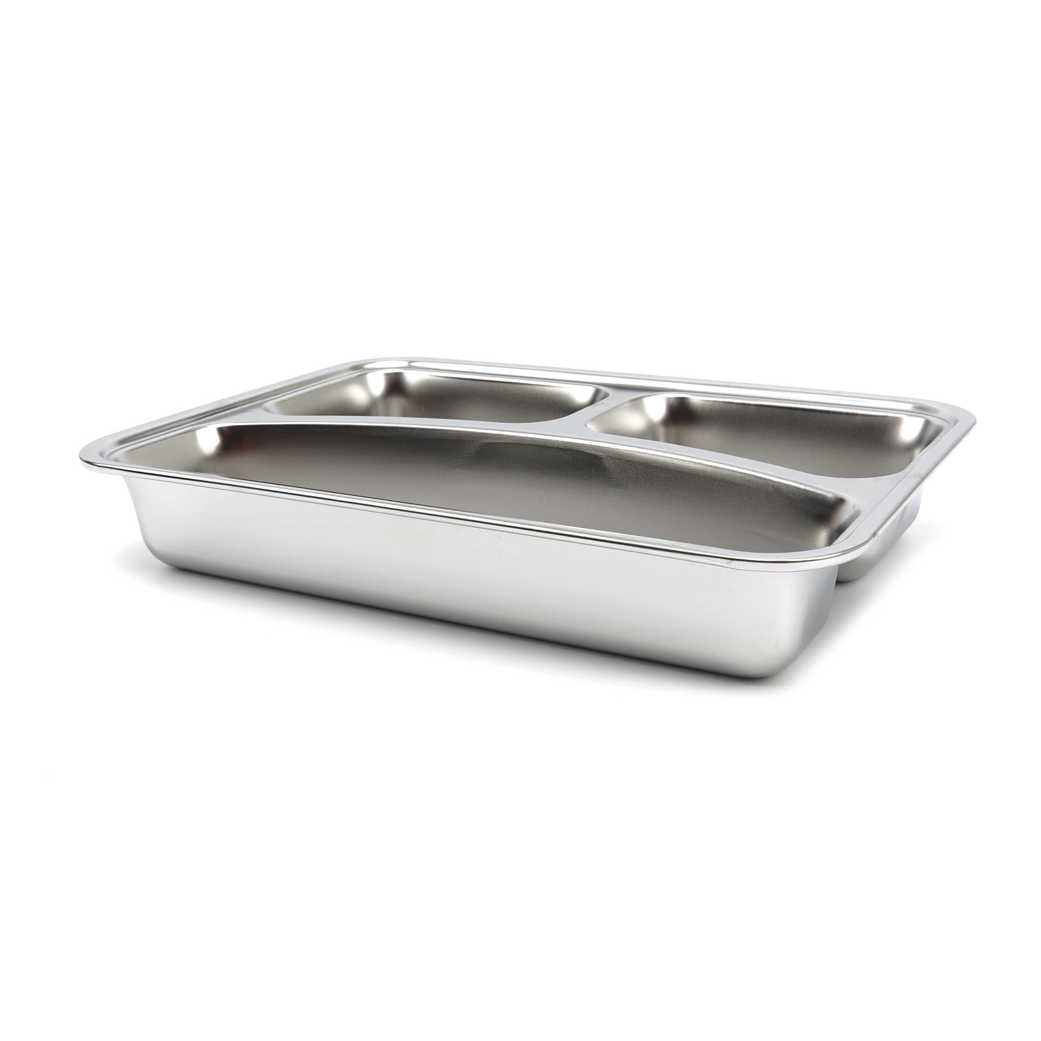 Plate - 3 Compartments - Stainless Steel - Dishwasher Safe — 3