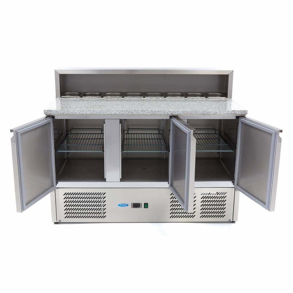 Pizza Prep Fridge - 137cm - 3 Doors - Fits 8 x 1/6 GN - incl Stainless Steel Cover — 5