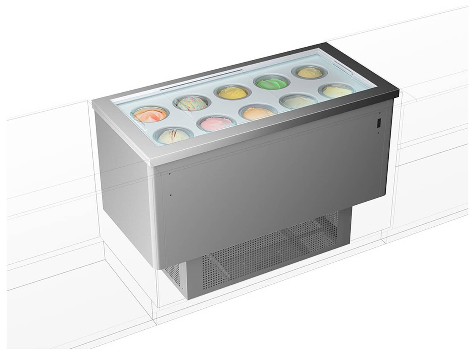 Vitrină frigorifică profesională pentru înghețată Mondial Framec seria DOLCE VITA IN VISTA (-20°C -5°C), Italia — 3