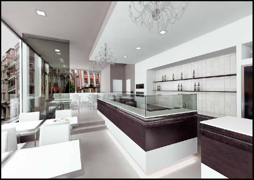 Mobilier bar cu front piatră naturală și baze inox refrigerate Best Cold seria Stonage, Italia — 2