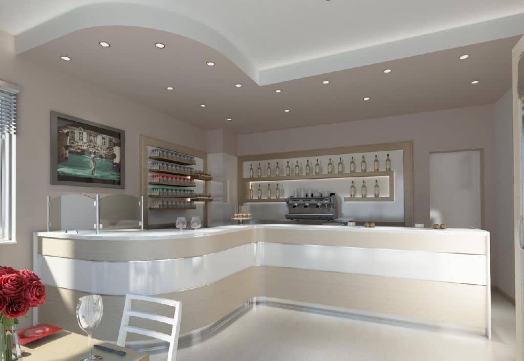 Mobilier bar profesional cu finisaj metalic și masa frigorifică Best Cold seria Zaffiro, Italia — 3