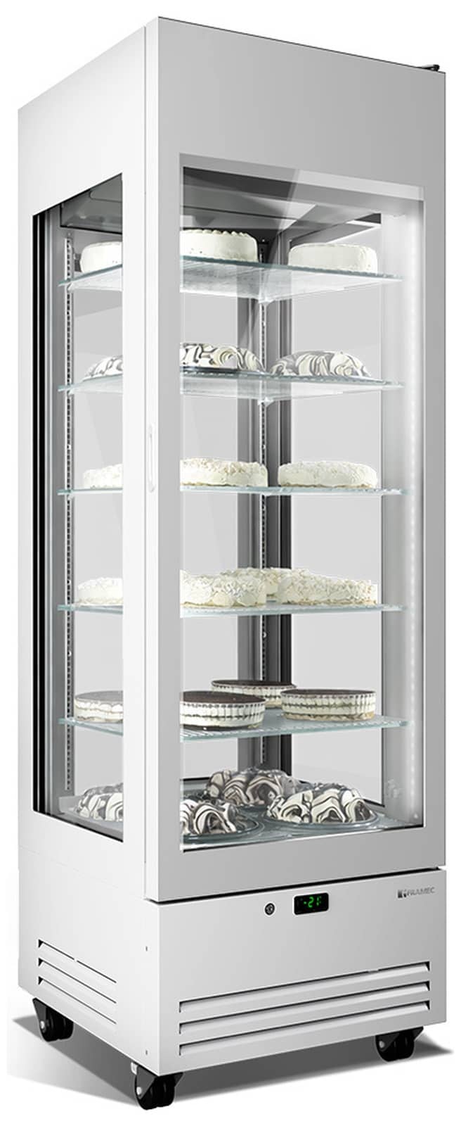 Vitrină frigorifică verticală pentru patiserie și înghețată Mondial Framec seria VENERE 4-VIEW W, Italia — 2