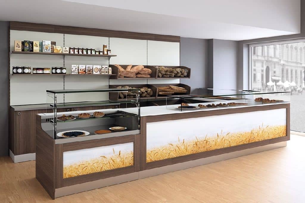 Linie completă mobilier și tejghea prezentare pentru brutărie și pizzerie Best Cold seria Bastia, Italia — 2