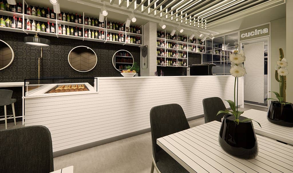 Linie bar contemporan cu modul refrigerat Best Cold seria Topazio, Italia — 3