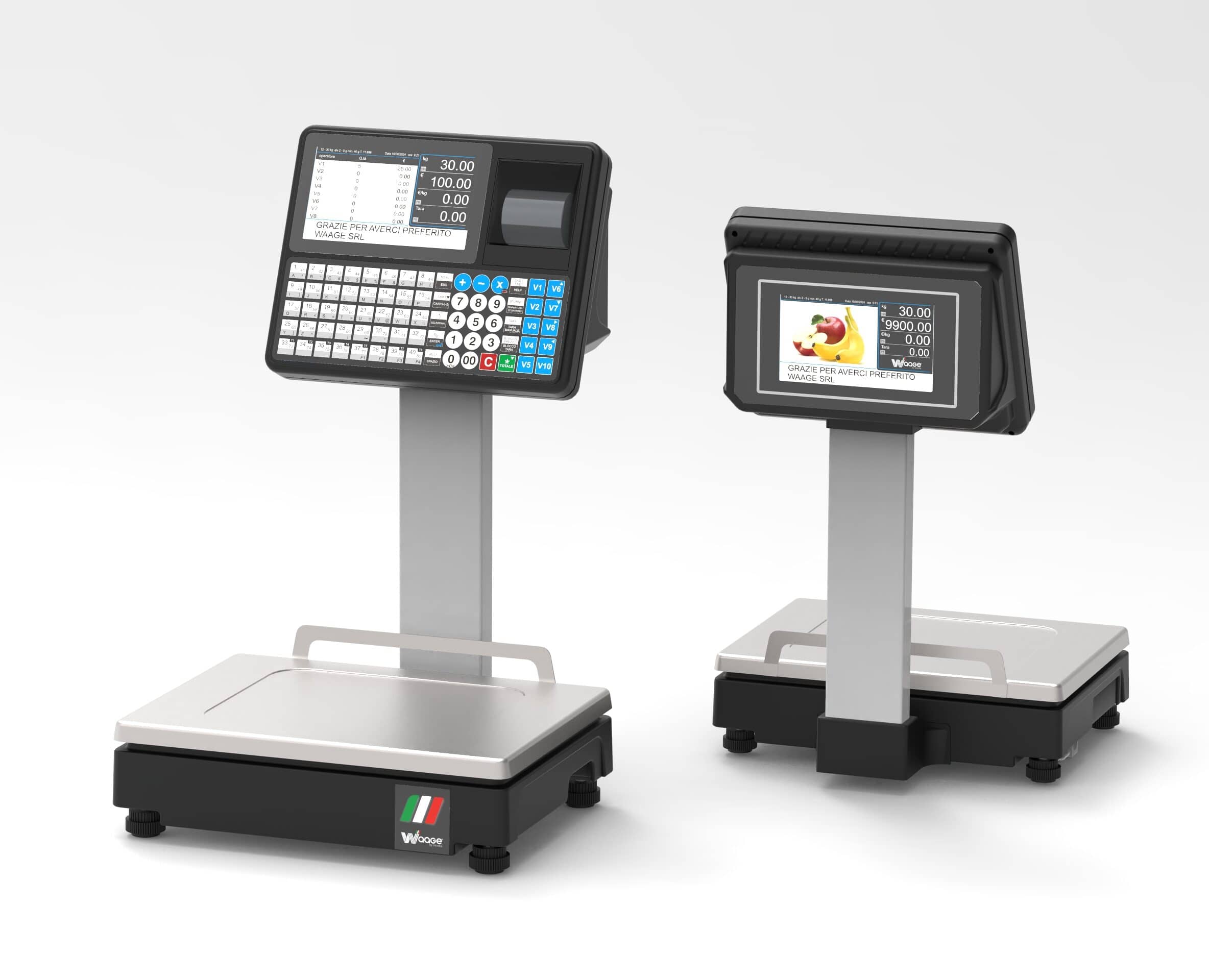 Cântar comercial electronic profesional cu imprimantă bon/etichete Waage UNLIMITED, Italia — 2