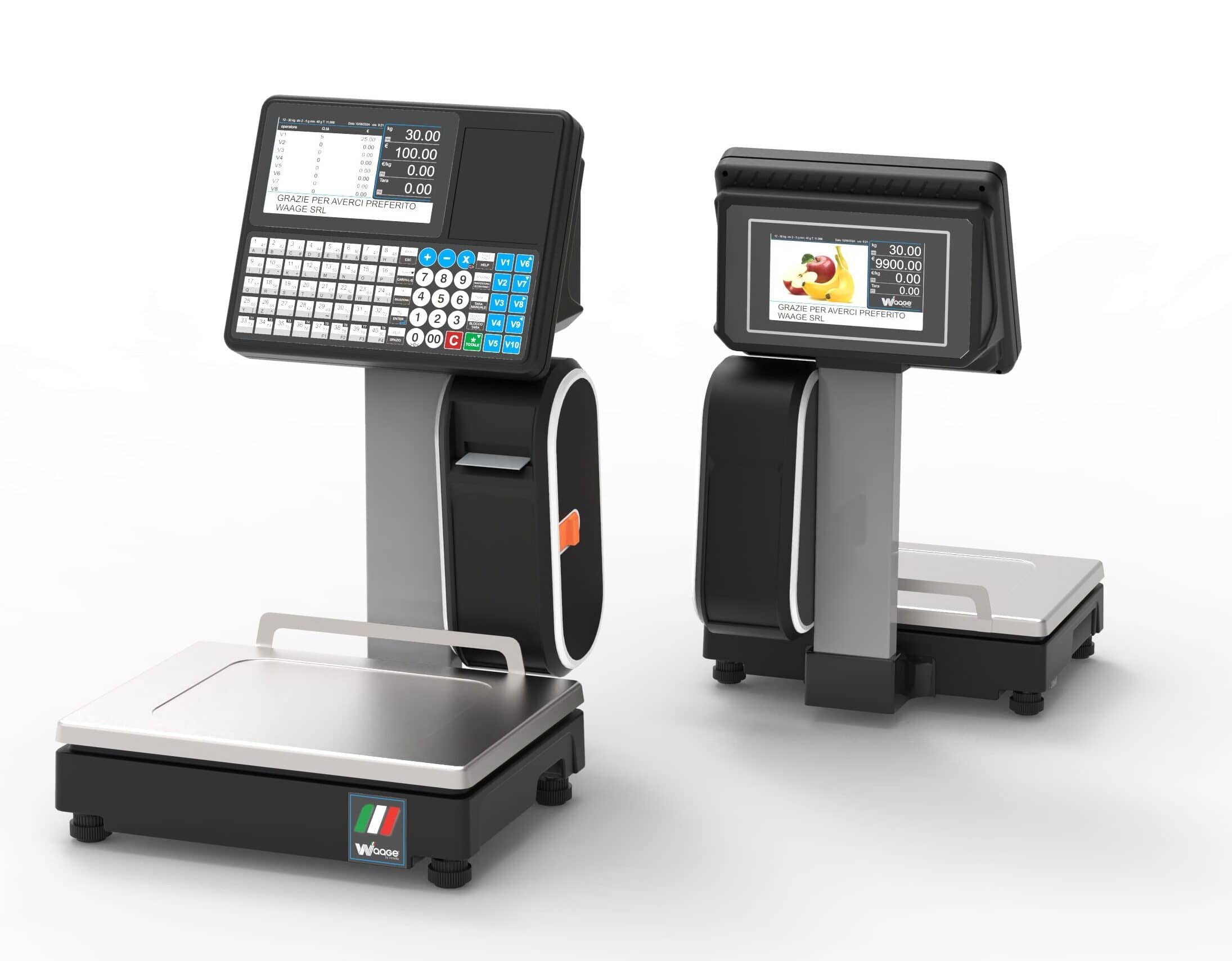 Cântar comercial electronic profesional dublu ecran Waage DUAL, Italia — 2