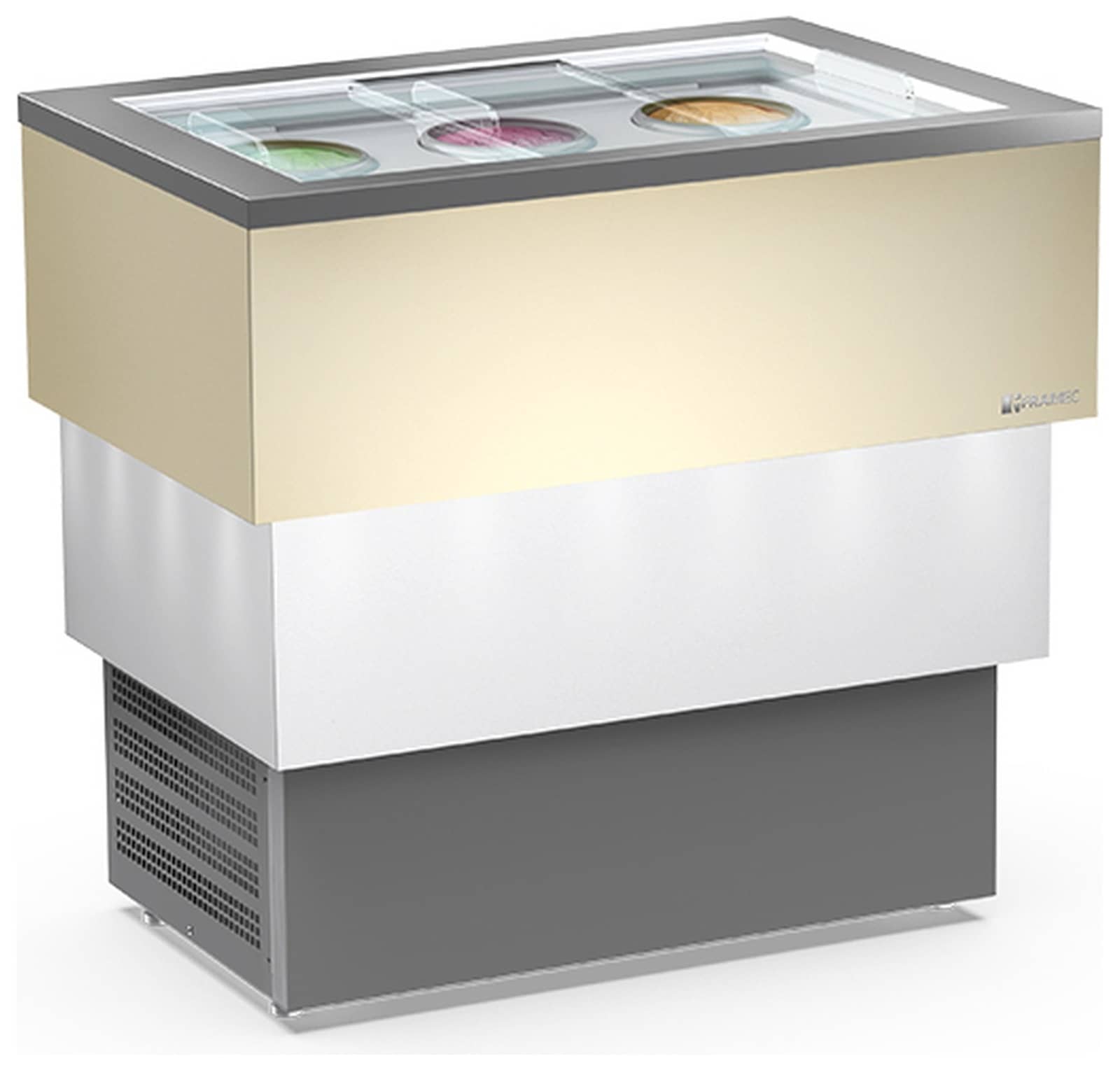 Vitrină frigorifică profesională pentru înghețată Mondial Framec seria CARRARA CREAM VISTA (-20°C -5°C), Italia — 2