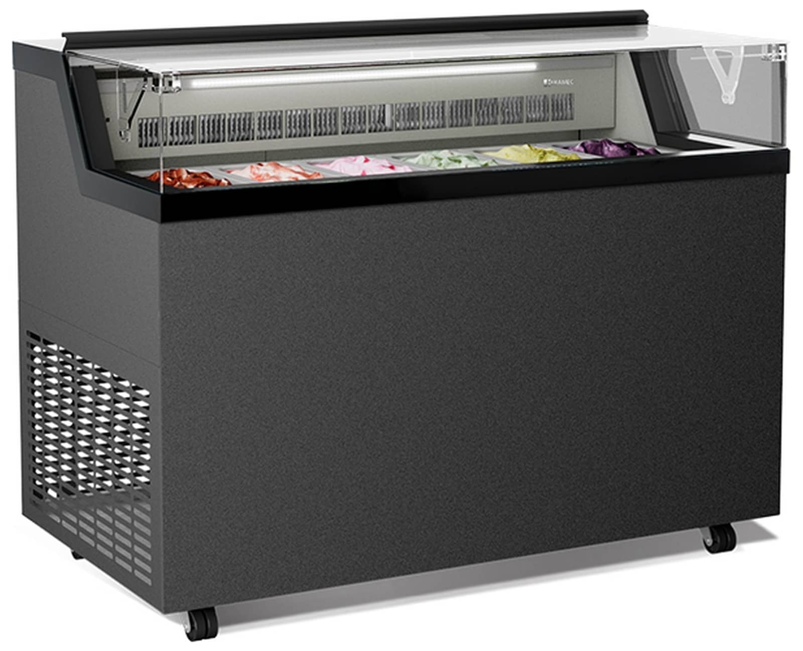 Vitrină frigorifică verticală pentru patiserie și înghețată Mondial Framec seria FLAT GLITTER, Italia — 2