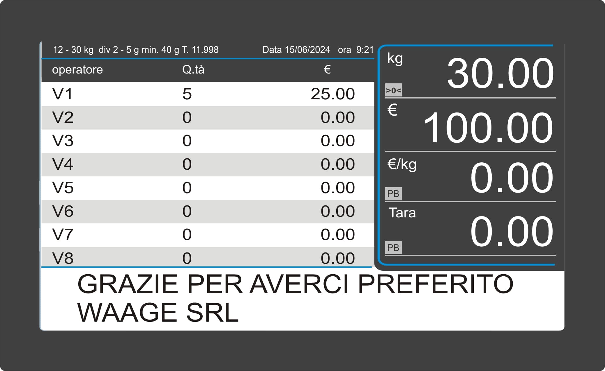 Cântar comercial electronic multifuncțional din oțel inox Waage SUPRA, Italia — 4