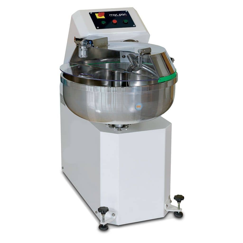 Malaxor profesional aluat cu spirală și cuvă fixă Macpan seria MX & MSP (5 - 300 kg) | 0.37 kW până la 10.3 kW, 400V — 4