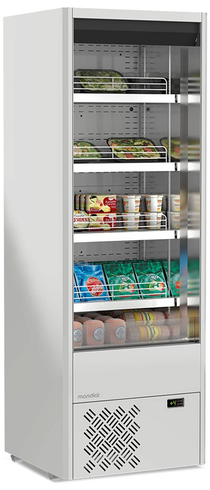 Vitrină frigorifică murală multideck de prezentare Mondial Framec seria MURALES (+0°C +4°C), Italia — 2