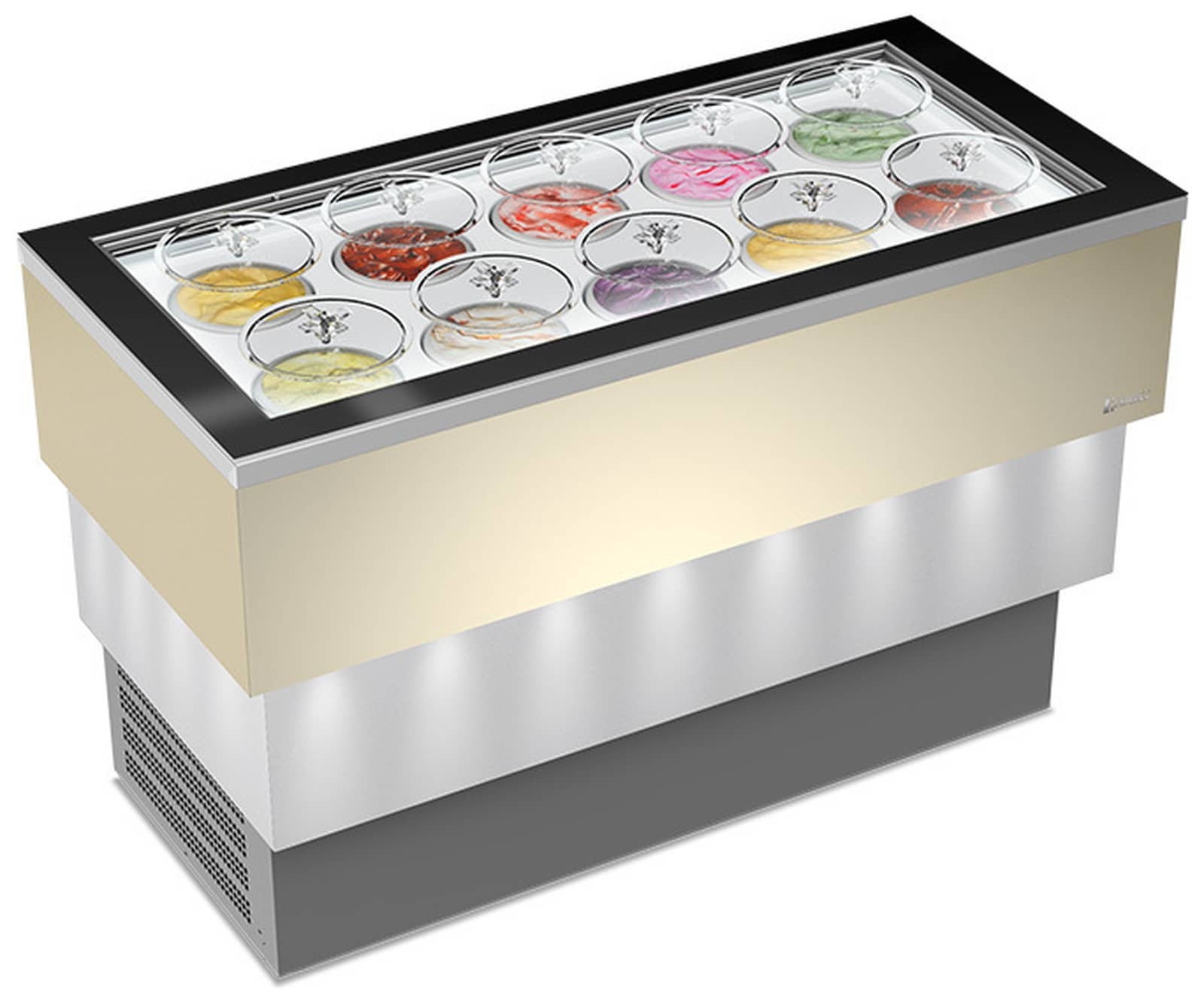 Vitrină frigorifică profesională pentru înghețată Mondial Framec seria CARRARA CREAM TOTAL GLASS (-20°C -5°C), Italia — 4