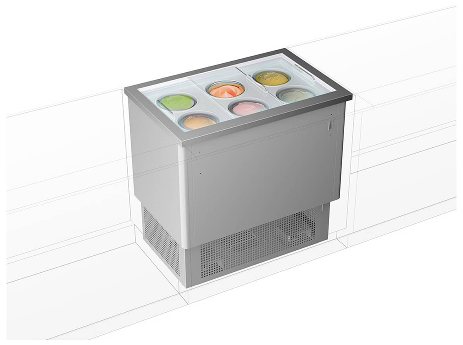Vitrină frigorifică profesională pentru înghețată Mondial Framec seria DOLCE VITA IN VISTA (-20°C -5°C), Italia — 4
