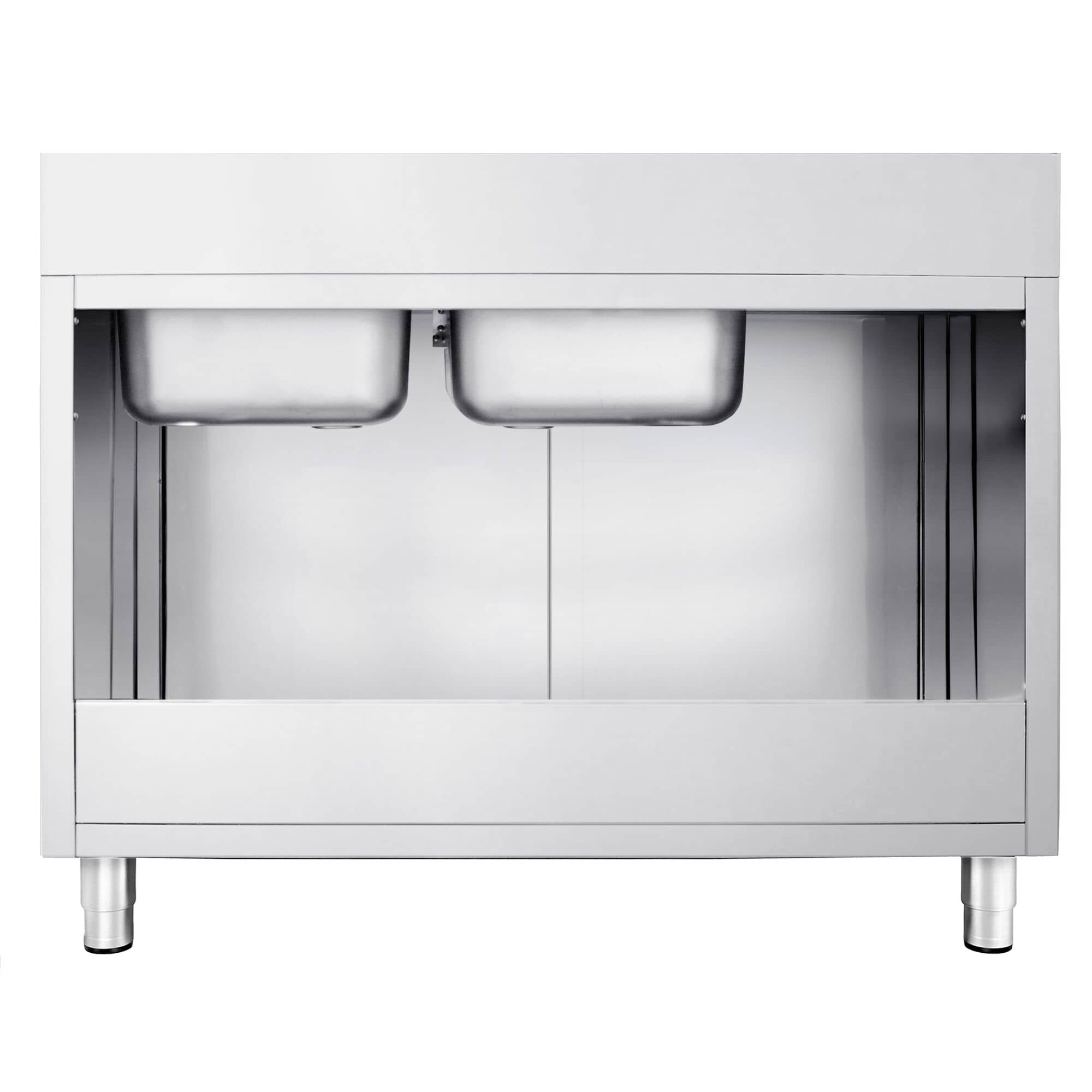 Chiuvetă tip dulap PREMIUM - din oțel inoxidabil - 1400x600 mm - cu 2 cuve pe dreapta — 7