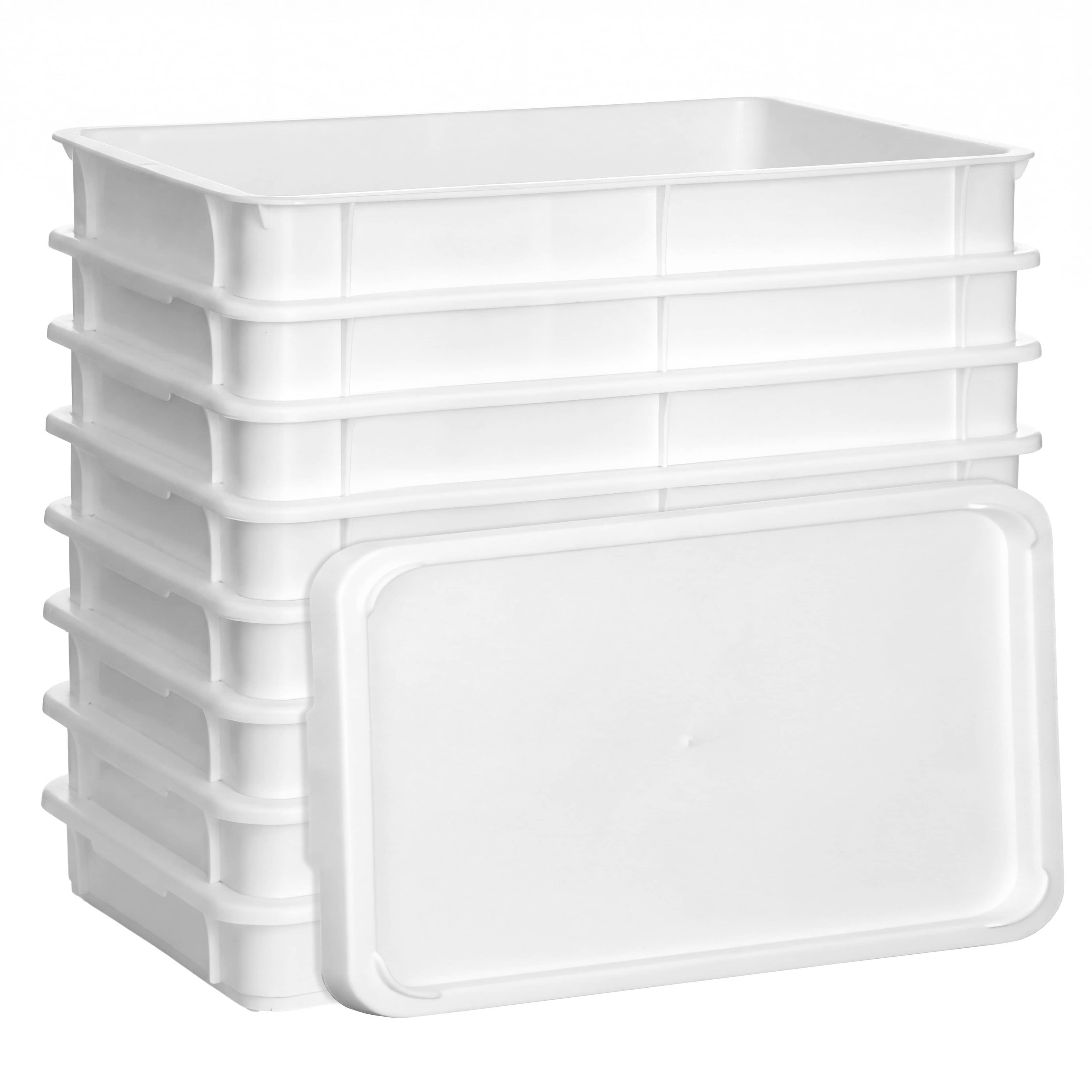(9 tlg) Cutie aluat pizza -set - 8 recipiente & 1 capac - EN 600x400 mm - Înălțime: 75 mm - polipropilenă - alb — 2