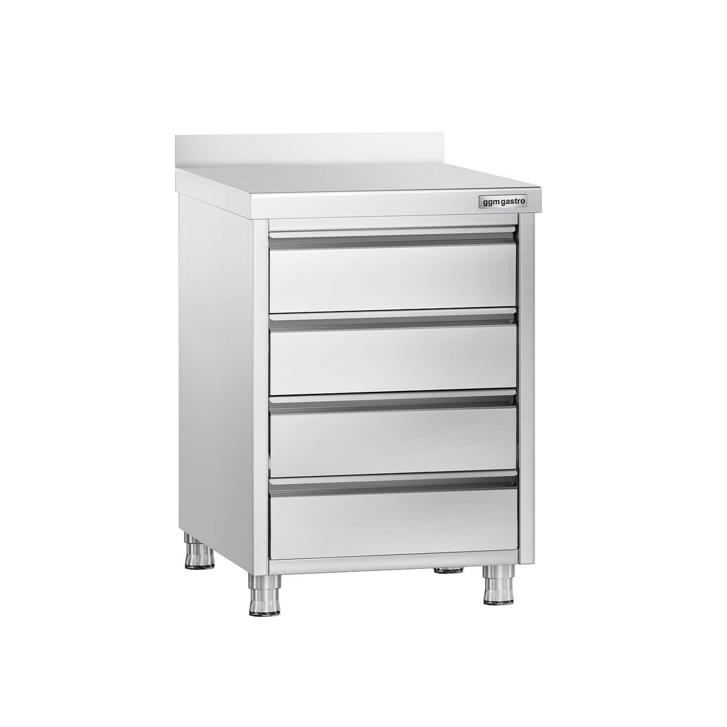Masă tip dulap PREMIUM - oțel inoxidabil - cu 4 sertare - cu rebord - 500x700 mm — 2