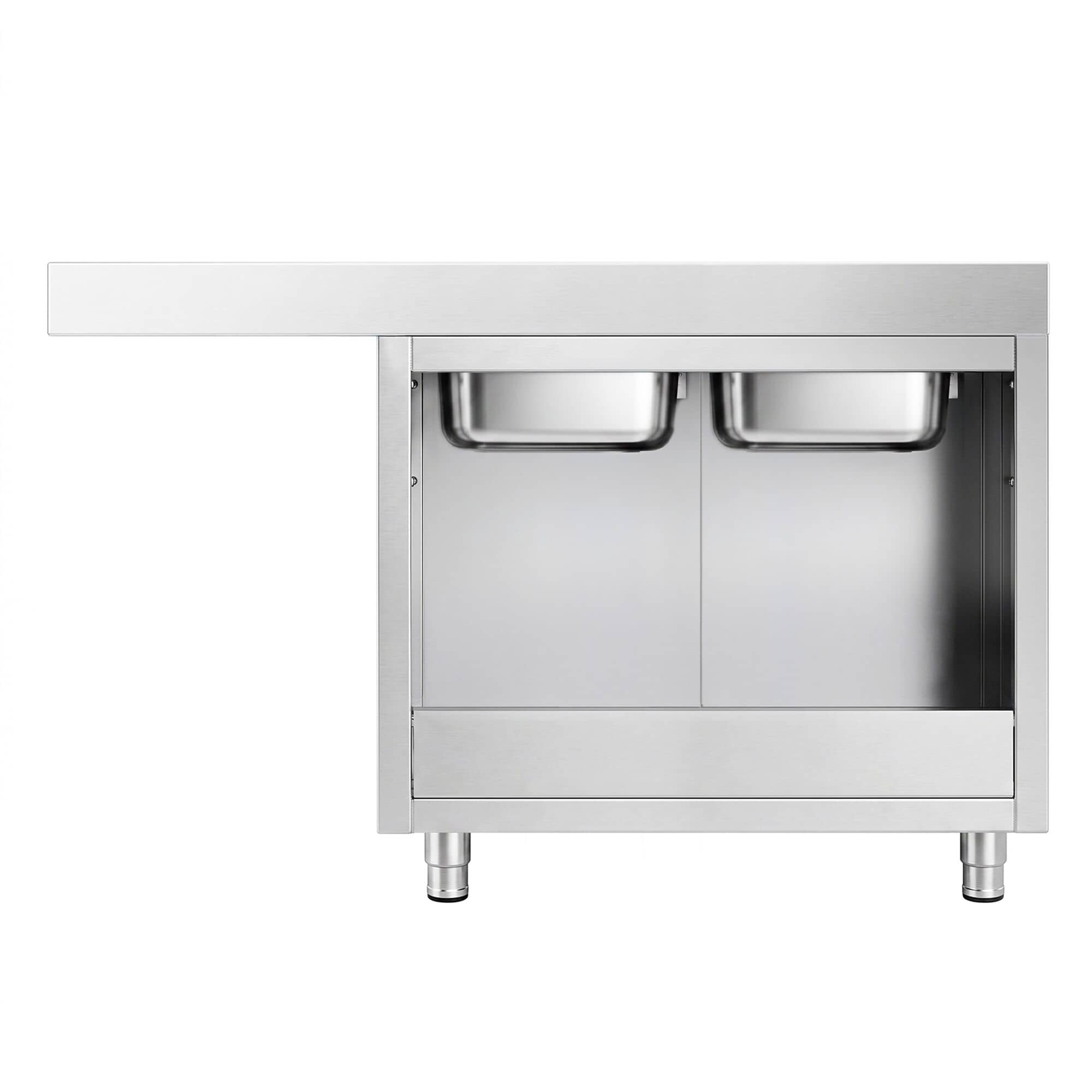 Chiuvetă tip dulap pentru mașină de spălat vase PREMIUM - 1600x700 mm - cu 2 cuve stânga — 7