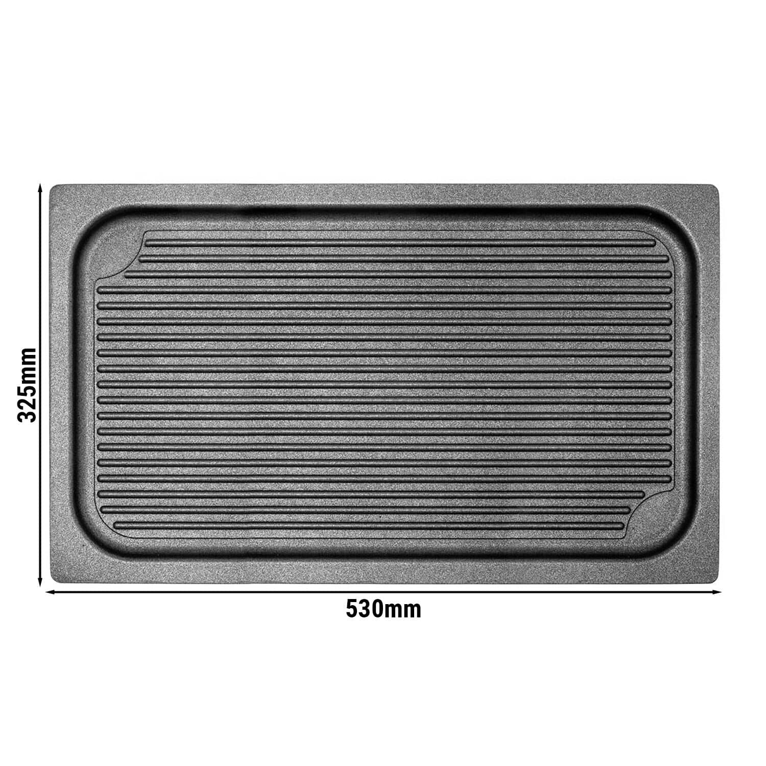 Placă de grătar pentru Cuptor convecție abur GN 1/1 - 530x325x20 mm | grosime bază 7 mm - aluminiu turnat alimentar | suprafață striată | antiaderentă | fără nichel | potrivită pentru gaz, electric, vitroceramică & cuptor — 3