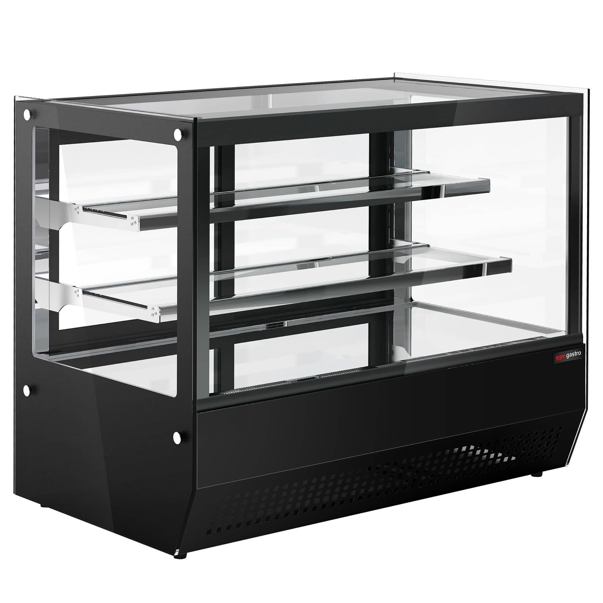 Vitrină frigorifică de masă – 120 litri – 700 mm – cu 2 rafturi din sticlă – dreptunghiulară – negru — 4
