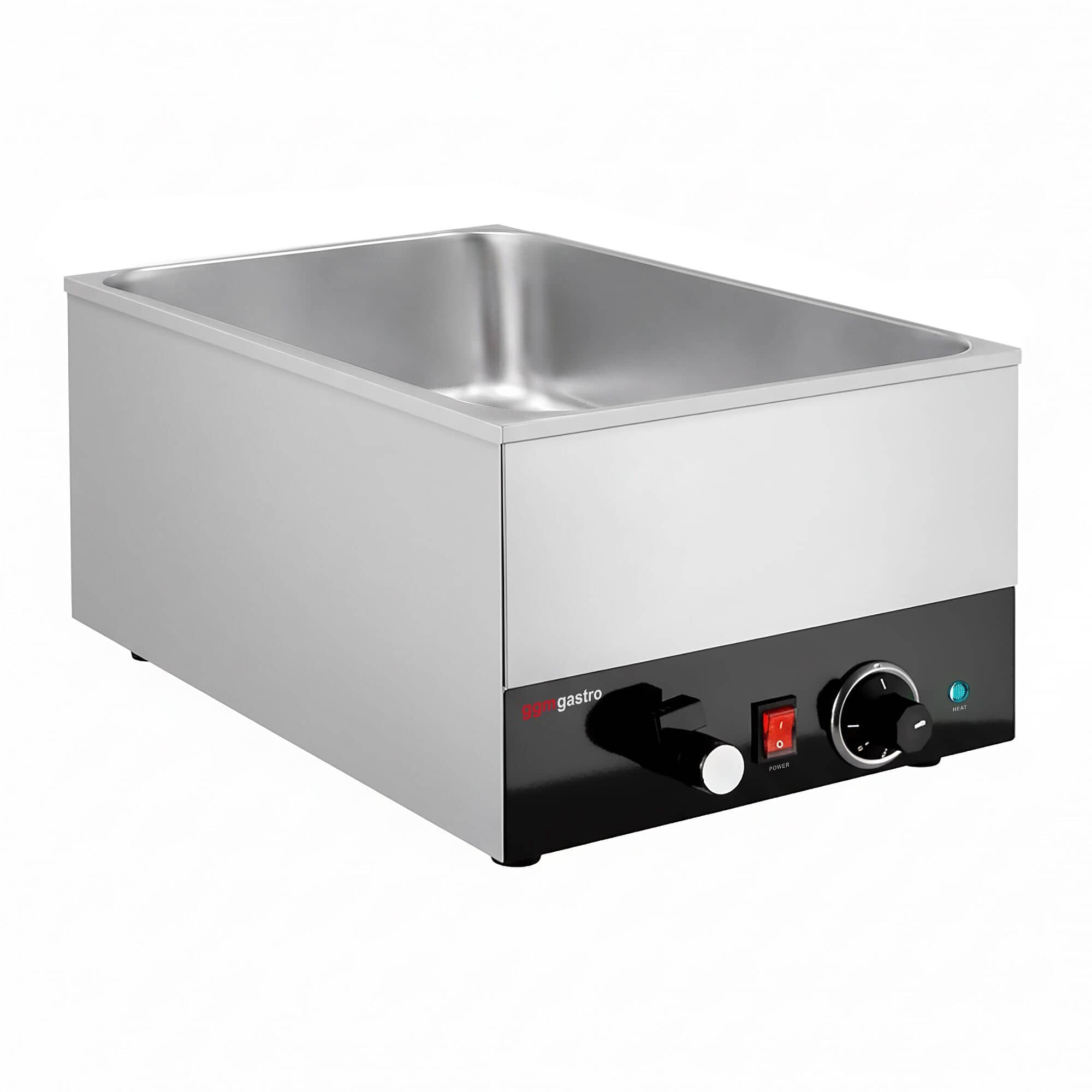 Bain-marie de banc, electric - 1,2 kW - GN 1/1 cu înălțime 150 mm - cu robinet de scurgere — 5