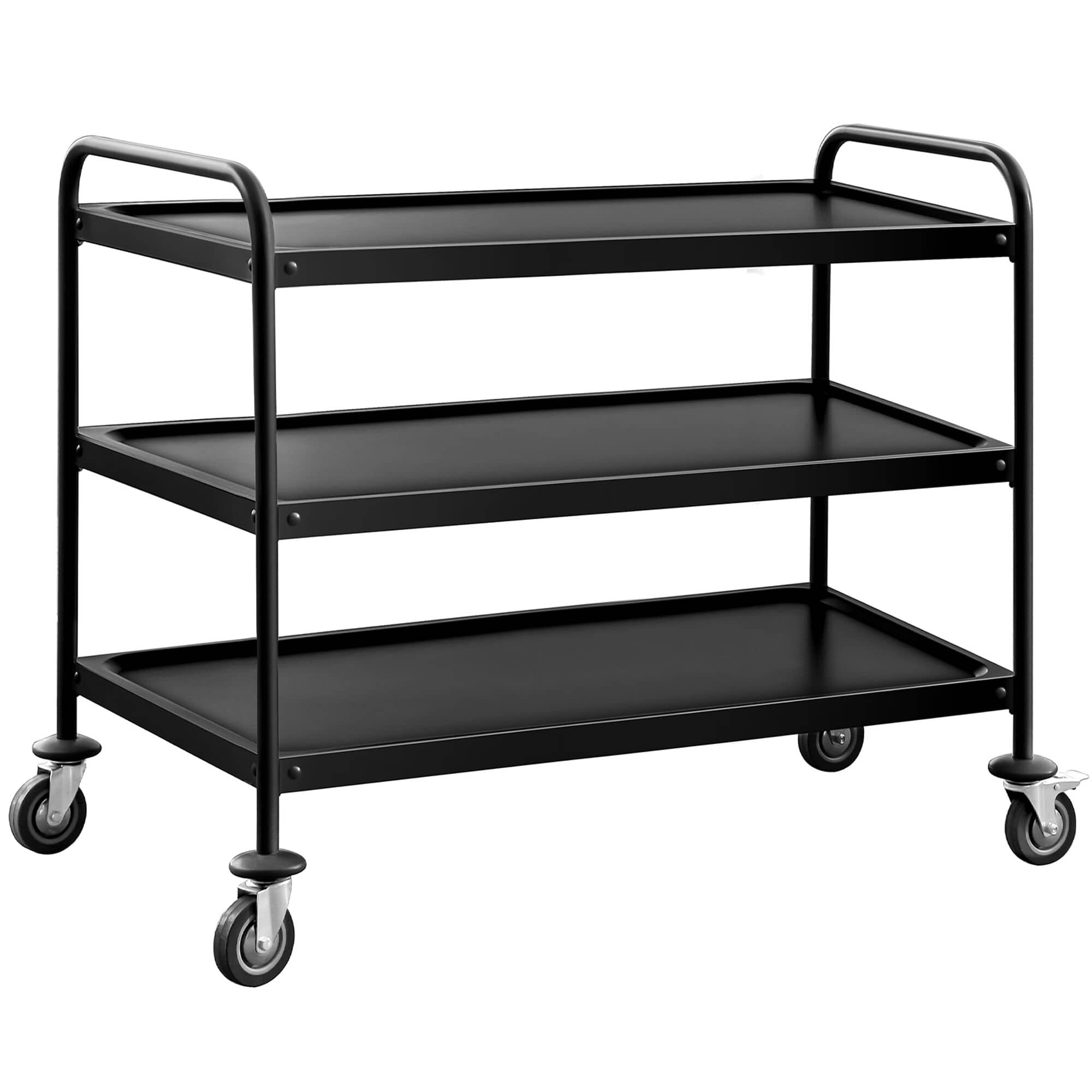 Cărucior de servire – 1200 x 600 mm – cu 3 rafturi – Negru — 4