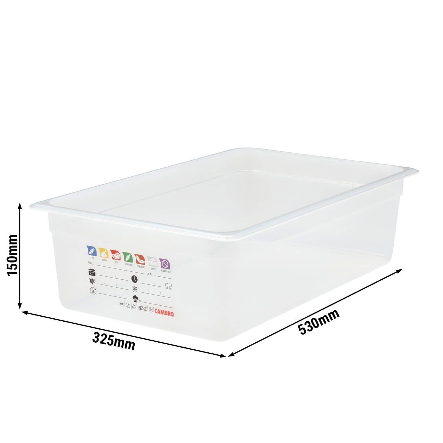 (6 bucăți) CAMBRO | SafeTrak - Recipiente din polipropilenă GN 1/1 - Lăptos - Înălțime: 150mm — 3